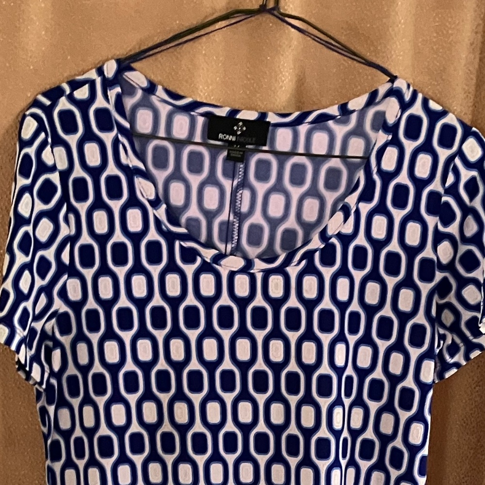 Geometric Pattern Short Sleeve A-line Dress